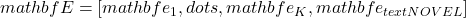 mathbf{E} = [mathbf{e}_1, dots, mathbf{e}_K, mathbf{e}_{text{NOVEL}}]